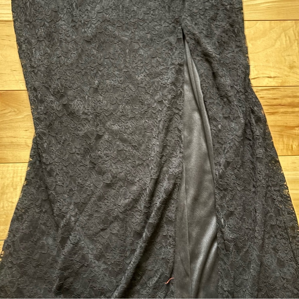 Lulus Sensationally Poised Black Lace Long Sleeve Maxi Dress Size Large New Tag - Picture 6 of 8